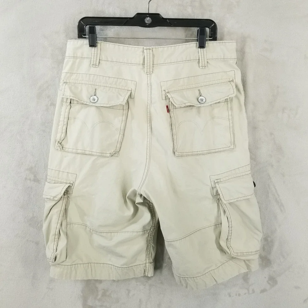 Vtg Levi's Squad Cargo Shorts Men 34 Beige‎ Zipper Fly Y2K Grunge Skater Baggy